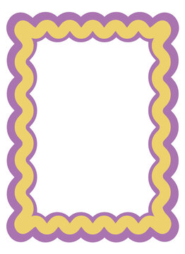Colorful purple and yellow squiggle frame vector illustration for invitations, planners and worksheets.