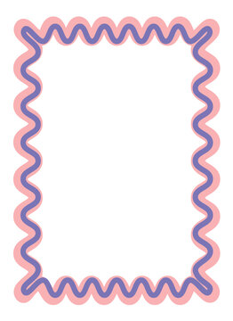Soft pink squiggle border frame vector illustration with modern rounded decorative outline for creative projects