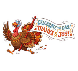 Festive turkey illustration with calligraphy thanksgiving day celebration holiday greetings and autumn festivities © Shahriar Ahamed