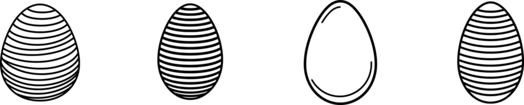 A minimalist black outline illustration of an unhatched egg with concentric circular patterns, set against a pure white background