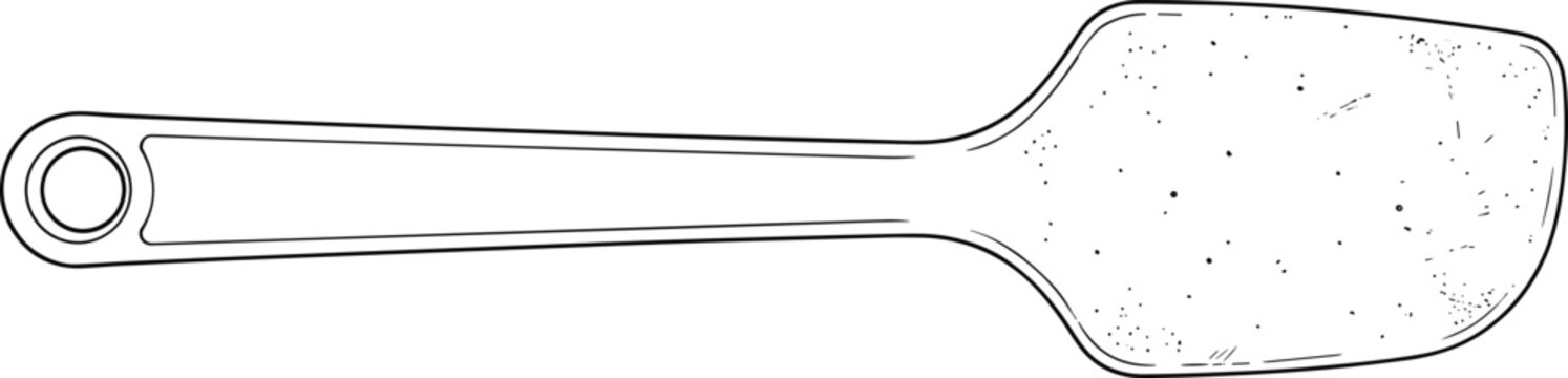 Hand drawn vintage style kitchen spatula or baking scraper sketch tool vector illustration isolated on white background