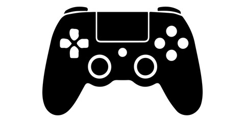 Black video game controller silhouette on a white background isolated game pad design silhouette high quality professional detailed modern elegant stylish clean, Black video game controller silhouette © SujetaRani
