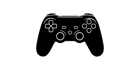 Black video game controller silhouette on a white background isolated game pad design silhouette high quality professional detailed modern elegant stylish clean, Black video game controller silhouette © SujetaRani