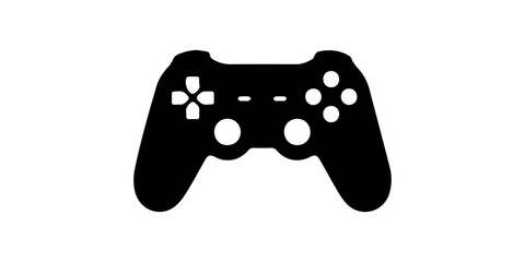 Black video game controller silhouette on a white background isolated game pad design silhouette high quality professional detailed modern elegant stylish clean, Black video game controller silhouette © SujetaRani