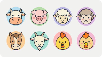 Fototapeta premium Farm animal icons set