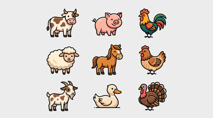 Fototapeta premium Farm animal icons set