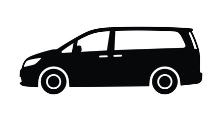 Naklejka premium Minivan Silhouette On White Background Simple Vehicle Outline