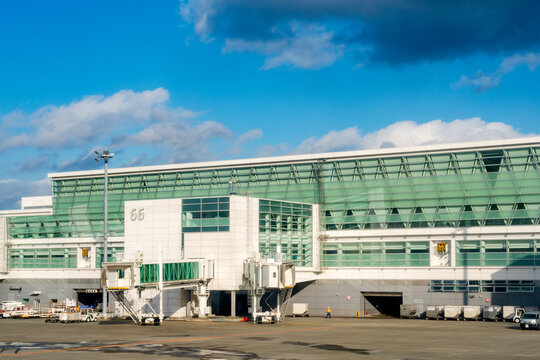 Airport runway and aircraft in Chitose