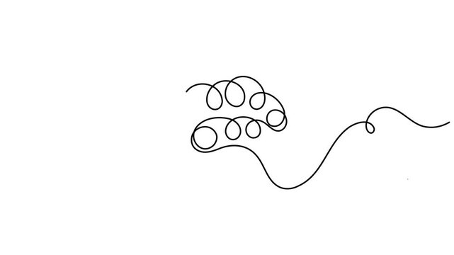 Modern human brain scribble continuous one line drawing on white background minimalist single art psychology of memory and mental health animation video