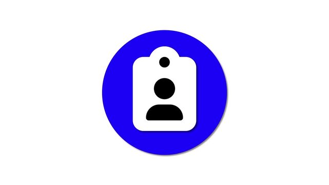 Contact icon, cv blue icon flat design animation. Profile or identity icon.