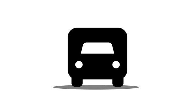 Bus or car icon on white background. Transport symbol, taxi icon.