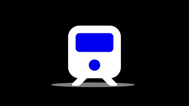 Railway station symbol. Train or rail, vehicle icon in flat design animation.