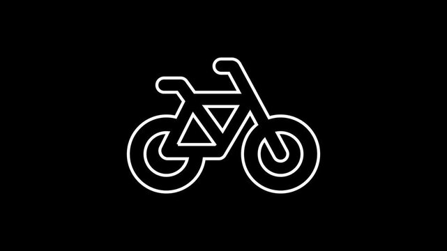 Bicycle icon flat design animation. Vehicle symbol on black background.