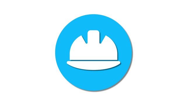 Helmet constriction hard hat icon on white background. Helmet safety logo animation.