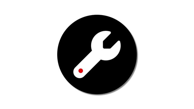 Wrench icon spanner key. Tool or toolbox icon flat animation.