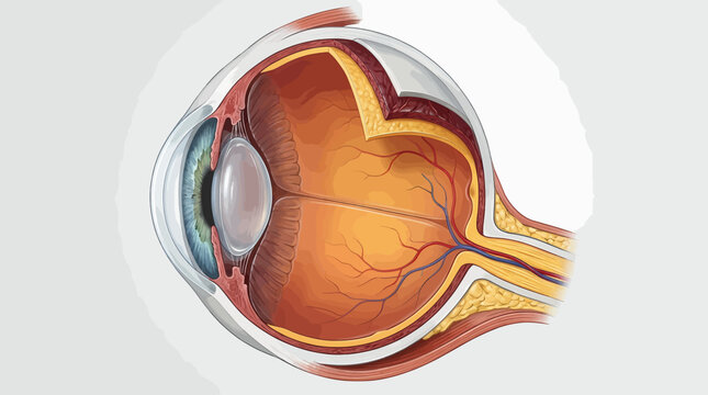 Detailed Anatomical Illustration of the Human Eye Cross Section