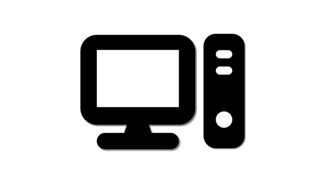 Desktop, computer or monitor icon flat design animation.