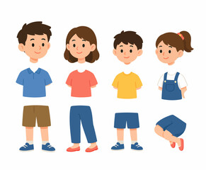 Fototapeta premium Set of cute cartoon children characters with interchangeable heads and bodies for character design.