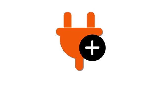 Add plug icon. Power plug icon, electric power control system. Electric plug icon flat design animation