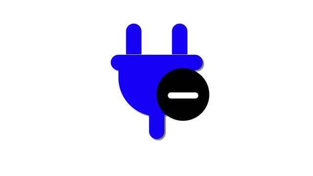 Electric power control system. Electric plug icon flat design animation. Power plug icon.