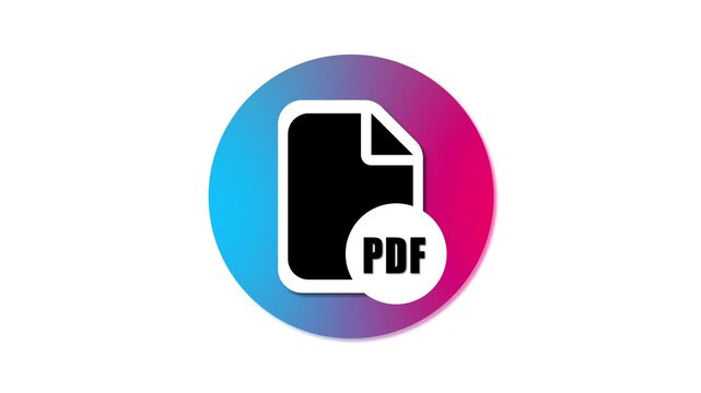 PDF icon flat design animation. Download pdf file documents.