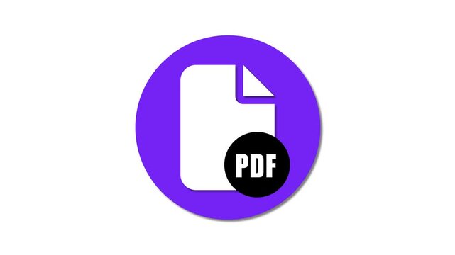 PDF icon flat design animation. Download pdf file documents.