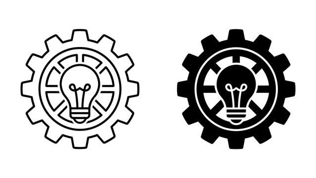 Gear and Lightbulb Concept: A graphic representation of innovation and industry, featuring a gear encompassing a bright lightbulb, symbolizing a powerful idea or a new solution.