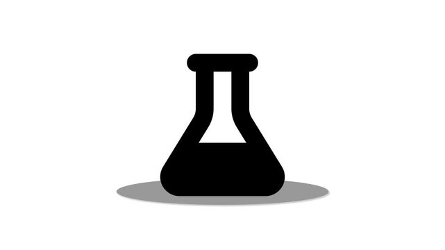 Beaker or tube icon animation on white background.