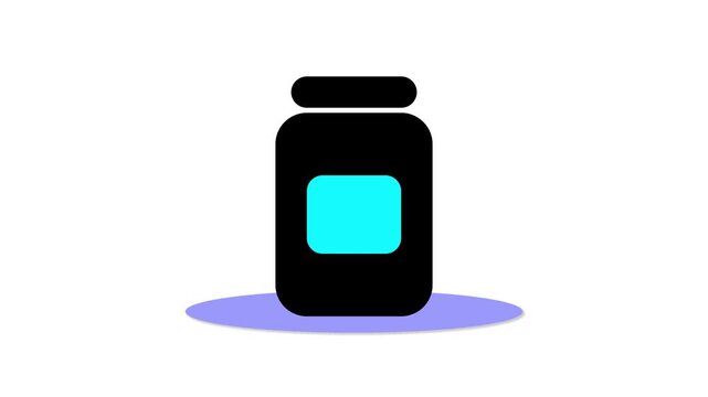 Jar icon flat design animation.