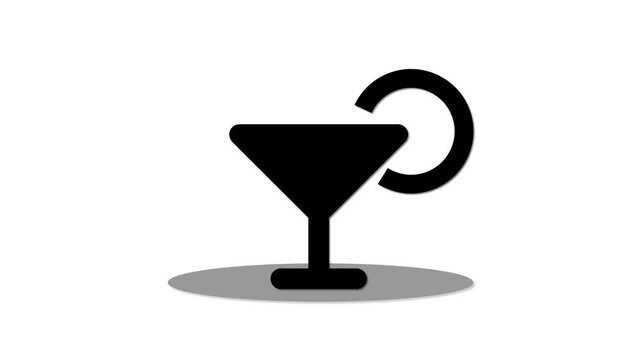 Cocktail or drinks in stylish glass, citrus lemon lime, cocktail icon.