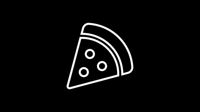 Pizza slice food icon flat design animation. Chese pizza,