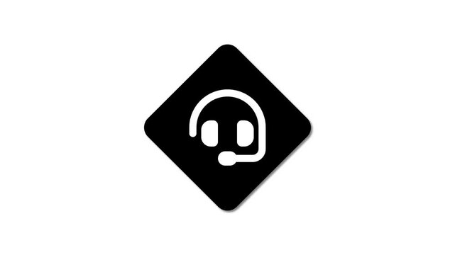 Headphone or music icon flat design animation.
