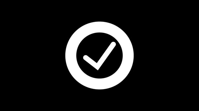 Check mark inside a circle with a black background for strong visual feedback in user interfaces and graphics.
