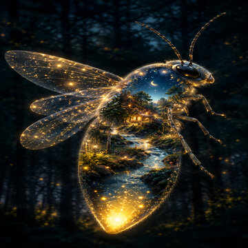 dragonfly on a black background