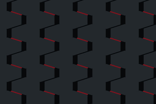 Geometric zigzag pattern with 3D isometric effect, dark charcoal grey abstract background, minimalist architectural texture for modern web design