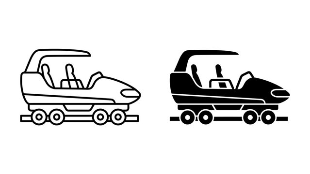 Roller Coaster Cart Icon Set
