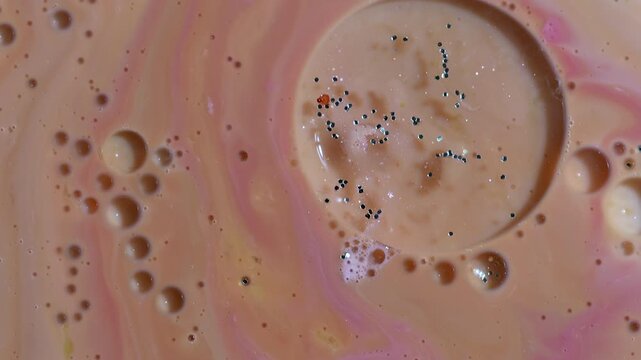 Creamy Beige and Blush Pink Textured Liquid with Micro Bubbles