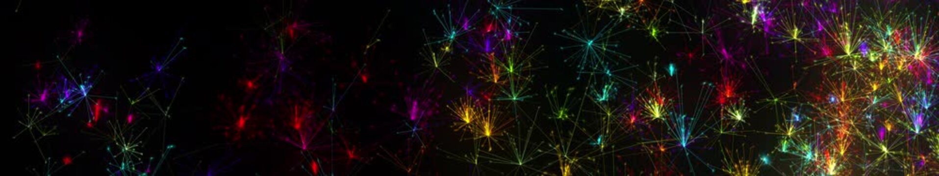Widescreen Firecrackers Sky Rockets Sparkling Fireworks Loop on Plain Black Background 