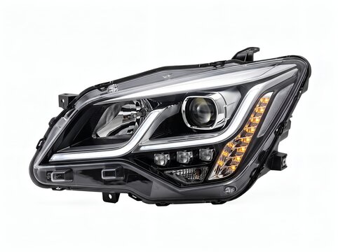 Modern LED car headlight assembly with sleek design and bright illumination for vehicles