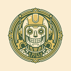 Fototapeta premium A striking illustration of a stylized robot with a vintage aesthetic, combining elements of technology and art to create a unique and captivating character.