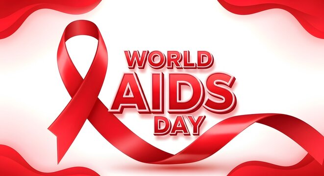 World aids day awareness red ribbon symbol