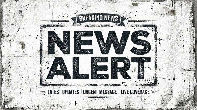 Breaking news alert sign with distressed texture