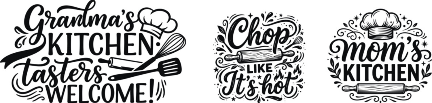 Kitchen quotes typography set