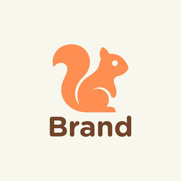Minimalist squirrel icon with brand name.