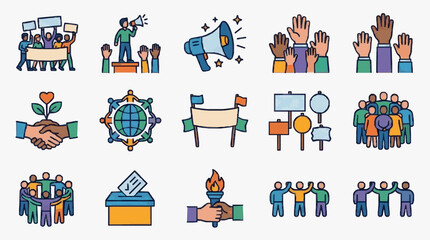 Fototapeta premium Collective Civic Engagement Icons.