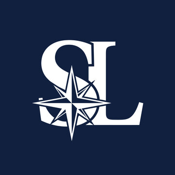 SL monogram with nautical compass star logo.