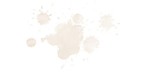 Abstract coffee stain splatters on transparent background for design elements. © Amir