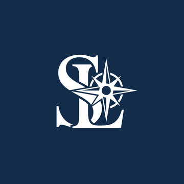 SL monogram logo with compass star icon.