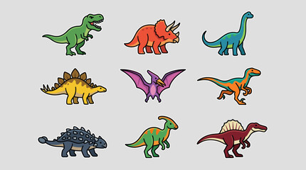Group of stylized dinosaur illustrations © Johnsoon