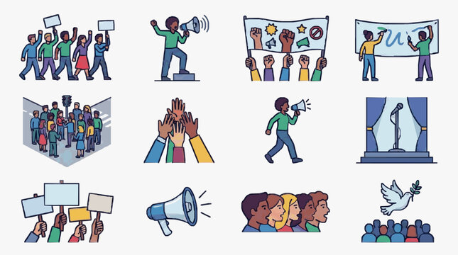 Collective Activism and Protest Illustrations.